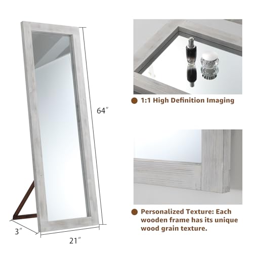 Rustic Farmhouse Full Length Mirror for Bedroom and Living Room, 64x21 Wood Frame Mirror