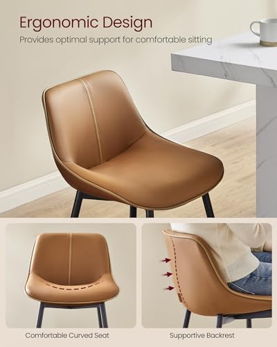 Set of 2 Bar Stools with Backrest for Kitchen Island and Home Bar