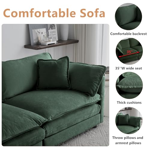 Modular Sectional Sofa for Living Room, 111.5 Inch U Shaped Couch Set with Ottoman