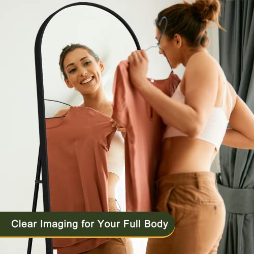CDT MEDIA Arch Standing Mirror, 64 x 21, Full Length Metal Mirror for Bedroom/Bathroom/Dorm Room/Vanity, Modern Design, Black