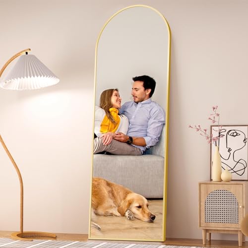 Full Length Free Standing Mirror with Thin Aluminum Alloy Frame for Bedroom, Living Room, and Dressing Room, 57 x 20, Gold