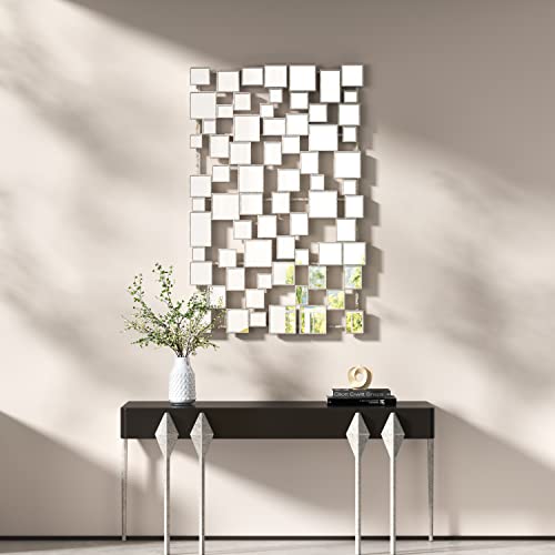 Silver 45×30 Inch Rectangular Accent Mirror for Living Rooms and Entryways