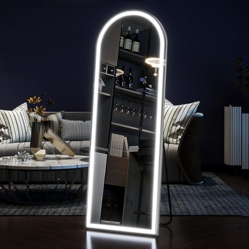 Stylish Full Length LED Arched Mirror with Stand for Living Room and Cloakroom