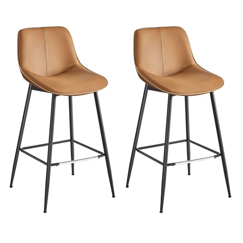 Set of 2 Bar Stools with Backrest for Kitchen Island and Home Bar