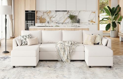 Modular Sectional Sofa with Memory Foam and Storage: U-Shaped for Living Room