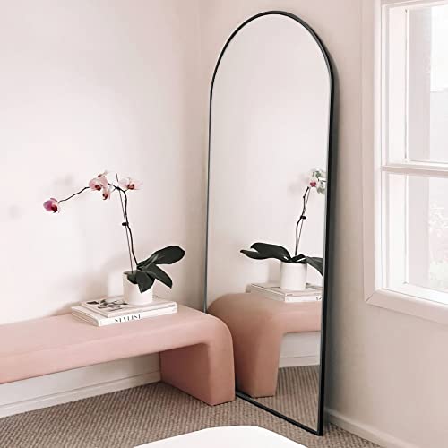 CDT MEDIA Arch Standing Mirror, 64 x 21, Full Length Metal Mirror for Bedroom/Bathroom/Dorm Room/Vanity, Modern Design, Black