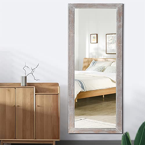 Full Length Wooden Floor Mirror for Bedroom, Dressing Room, Living Room - Rustic Farmhouse Style