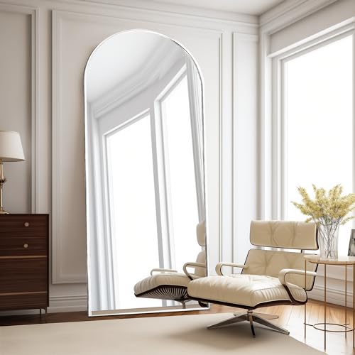 Arch Full Length Mirror with Stand for Bedroom - White