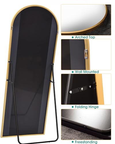 Oversized Gold Arched Mirror for Bedroom Decor
