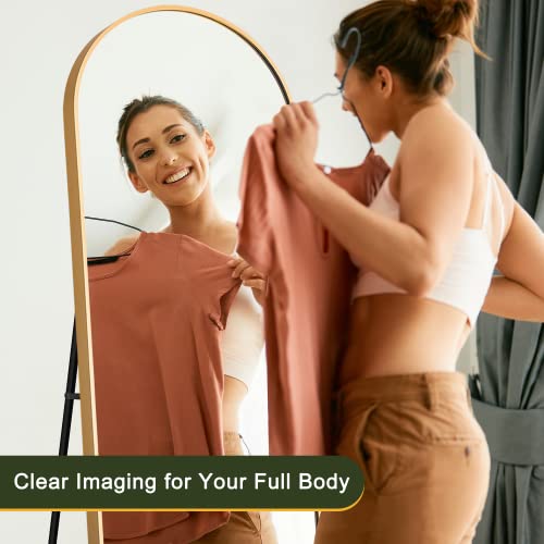 CDT MEDIA Arch Full Length Mirror, 64 x 21 Gold Floor Mirror for Bedroom/Bathroom/Dorm Room/Vanity