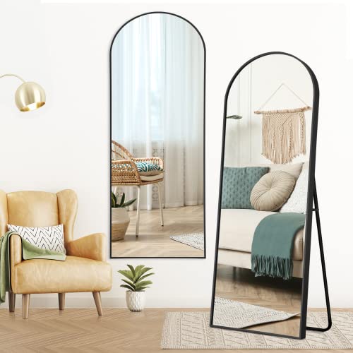 CDT MEDIA Arch Standing Mirror, 64 x 21, Full Length Metal Mirror for Bedroom/Bathroom/Dorm Room/Vanity, Modern Design, Black