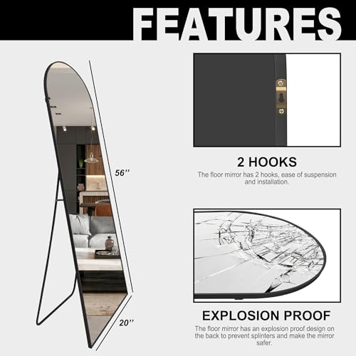 Full-Length Arched Mirror with Stand for Wall, Door, Bedroom, Bathroom, Living Room