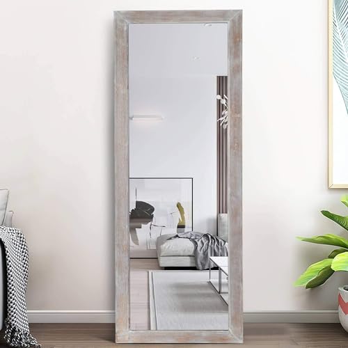 Full Length Wooden Floor Mirror for Bedroom, Dressing Room, Living Room - Rustic Farmhouse Style