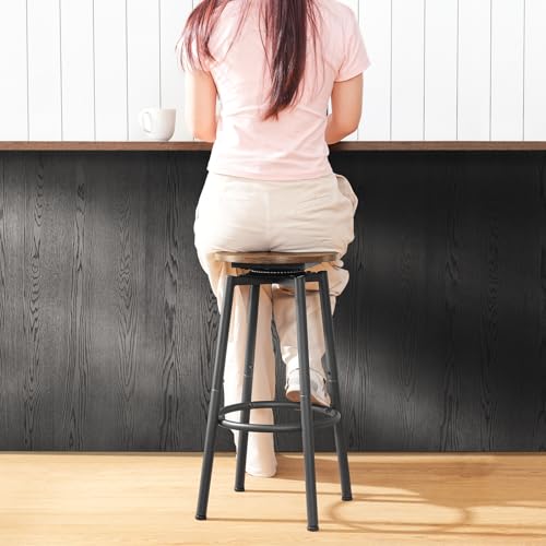 Rustic Brown & Black Swivel Bar Stools for Kitchen Islands, Bar, Cafe BF24BY01
