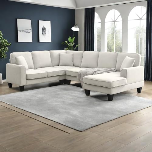 Modern U Shape Sectional Sofa for Living Spaces - Beige