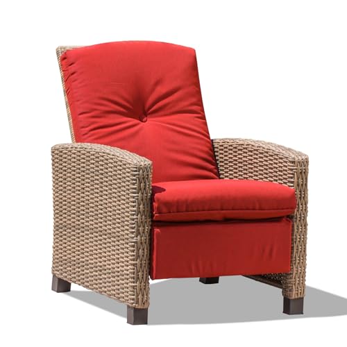 Outdoor Patio Chaise Lounge Chair for Yard or Pool, Red