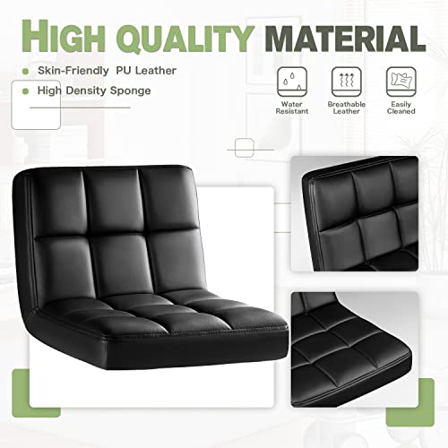 Modern Black Leather Bar Stools Set (2) for Home or Office