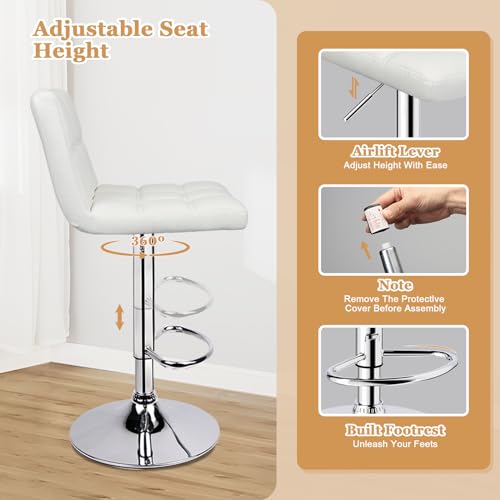 Swivel Barstools Set of 2, White