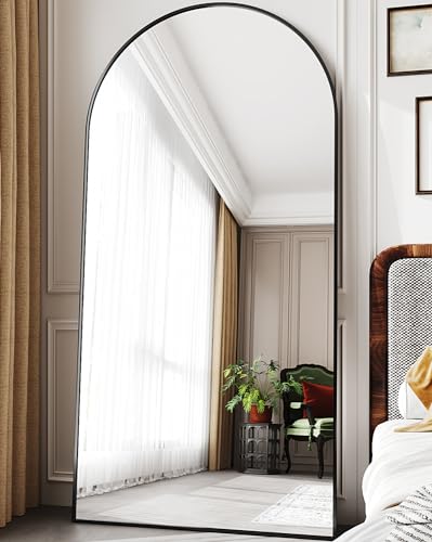 Black Full Length Arched Floor Mirror for Bedroom and Living Room