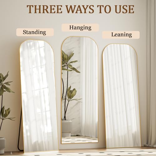 Full Length Gold Wall Mirror with Stand, 56x21 - Bedroom & Living Room