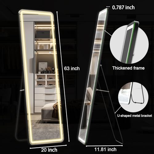 Full Length LED Mirror with Stand for Bedroom and Living Room