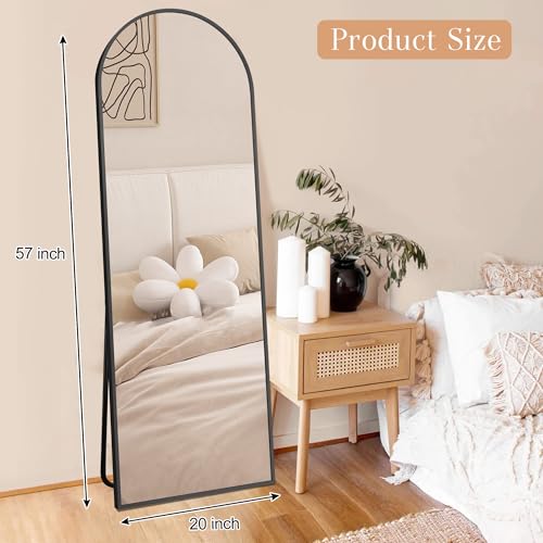 Full Length Arched Mirror 57x20, Versatile Decor for Living Room, Bedroom & Cloakroom, Black