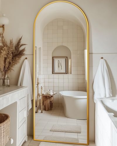 59x18 Arched Full Length Body Mirror - Gold, for Bedroom, Cloakroom, Living Room