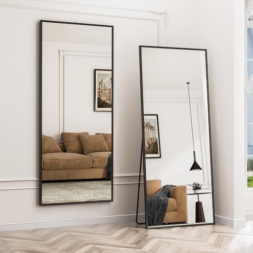 Large Black Full-Length Floor Mirror for Bedroom