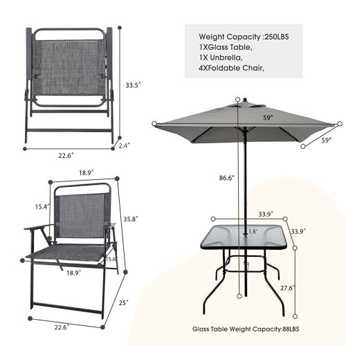 4-Person Metal Patio Furniture Set with Umbrella for Outdoor Spaces