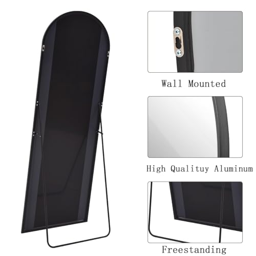 Black Arched Floor Mirror, 56x20, Standing or Leaning, Bedroom Mirror