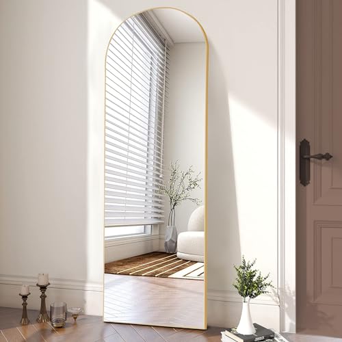 Full Length Bedroom Mirror 64x21 with Stand - Gold Frame