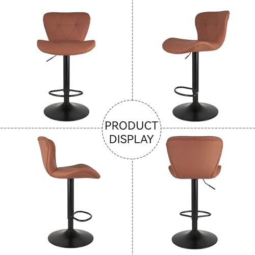 4 Modern Faux Leather Swivel Bar Stools for Kitchen Island