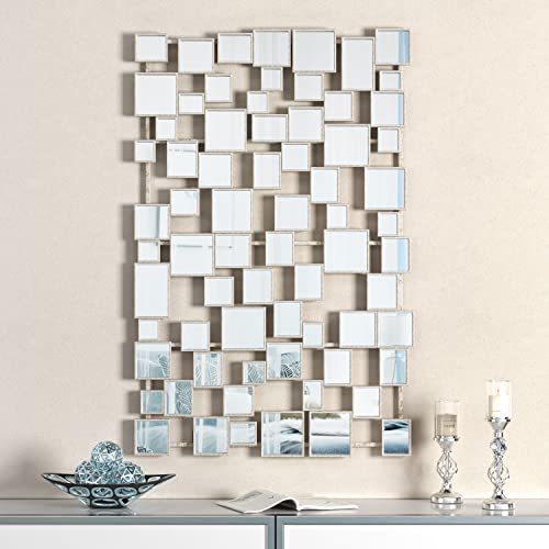 Silver 45×30 Inch Rectangular Accent Mirror for Living Rooms and Entryways