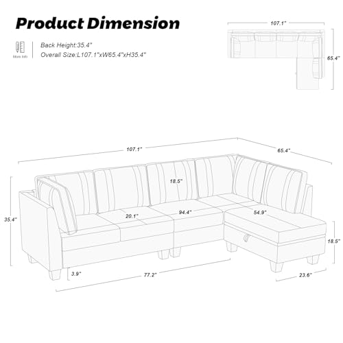 Luxury 4 Seater Velvet Sectional Sofa with Reversible Chaise and Convertible Ottoman