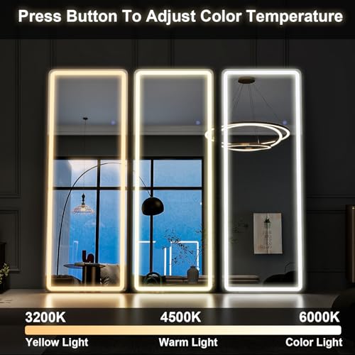 LED Full Length Mirror for Bedroom - 64 x 21 - White