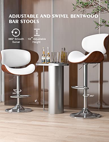 2-Piece Adjustable Swivel Bar Stool Set with Backrest & Footrest