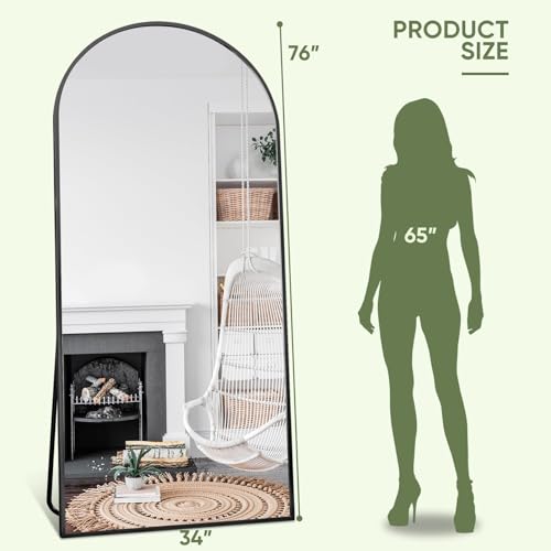 76x34 Arched Full Body Mirror for Bedroom and Living Room