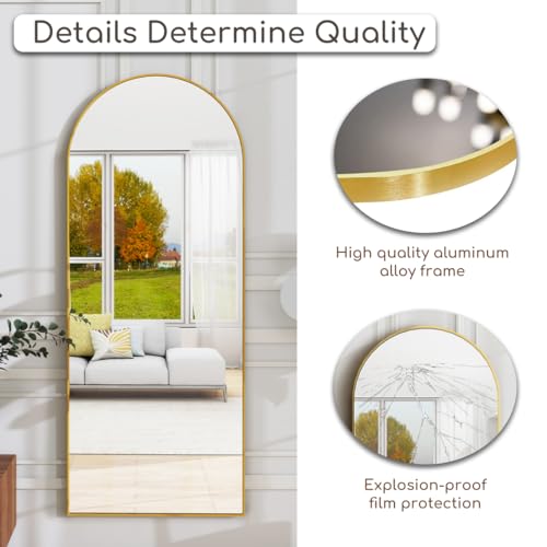 Oversized Full Length Mirror for Bedroom or Living Room, Gold Frame