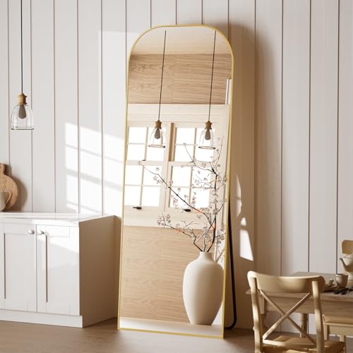 Full Length Gold Wall Mirror with Stand, 56x21 - Bedroom & Living Room