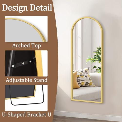Arched Mirror with Stand for Bedroom, Living Room, Entryway - 56x18