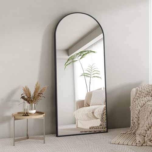 Oversized Black Full Length Mirror with Stand for Home Decor