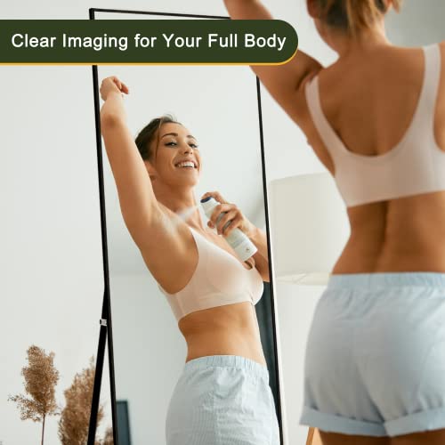CDT MEDIA 59x16 Full-Length Mirror, Black Aluminum Frame