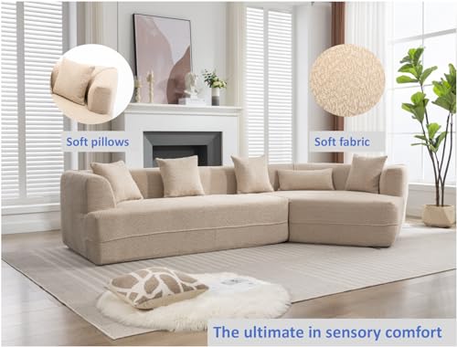Modern Minimalist Modular Sectional Sofa Set for Living Room in Light Brown Boucle Fabric
