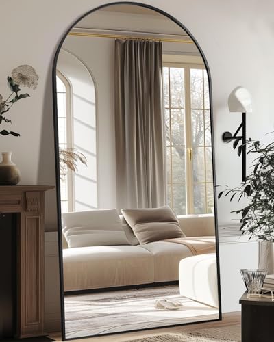 Black Full-Length Floor Mirror for Bedroom and Living Room