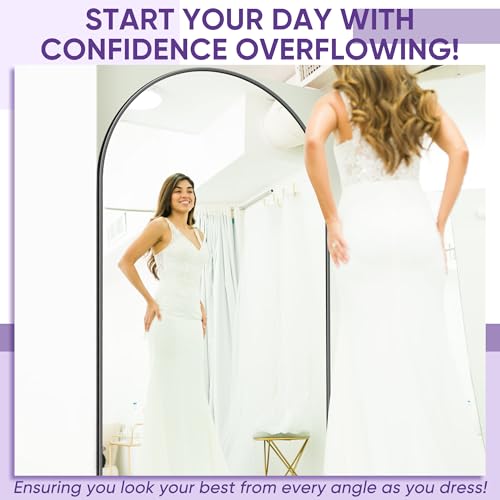 Oversized Full Length Floor Mirror for Bedroom and Living Room, Black