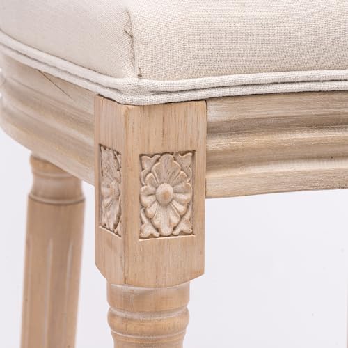 French Style Wooden Barstools with Upholstered Seats Set of 2