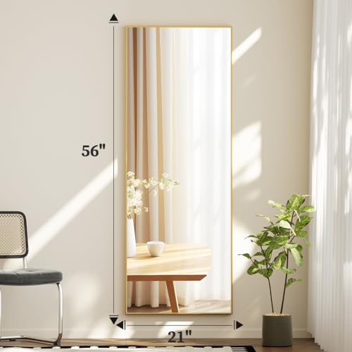 Gold Floor Mirror with Stand