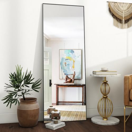 Full Length Floor Mirror, 21 x 57, Aluminum Alloy Frame - Black - Bedroom and Living Room