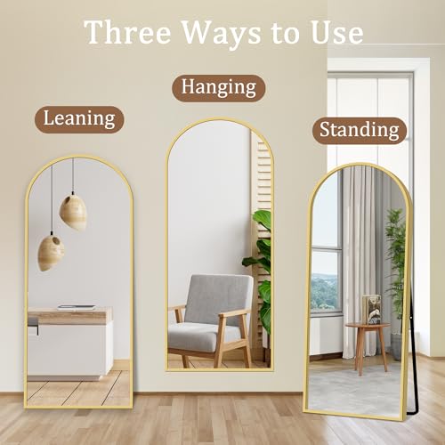 Full Length Arched Mirror with Stand for Bedroom, Living Room, Entryway - 56 x 18