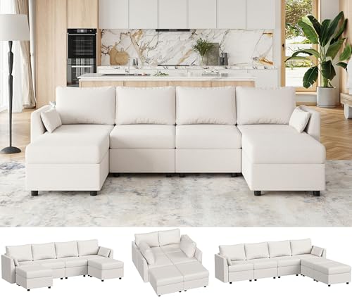 Modular Sectional Sofa with Memory Foam and Storage: U-Shaped for Living Room